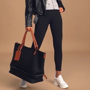 Weekend Traveler Black and Cognac Tote Bag